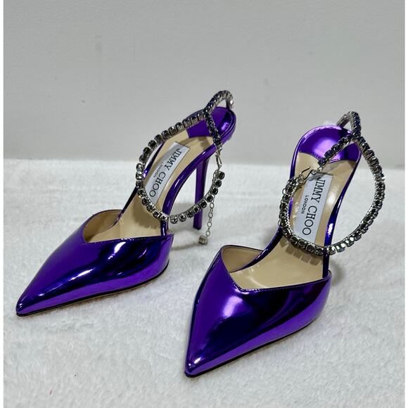 Jimmy Choo Women Saeda 100 Pumps in Viola leather - Picture 4 of 8